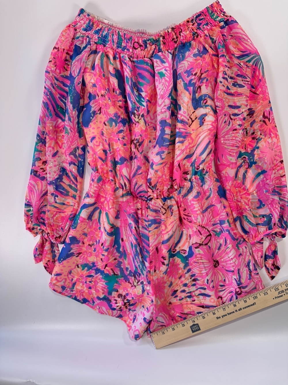 Lilly Pulitzer Women’s Romper Off Shoulder Silk Metallic Myri XS - Picture 13 of 13